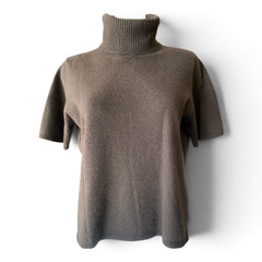 Madeleine Cashmere Roll-Neck Short-Sleeve Jumper – Brown – Size IT 44–46