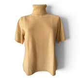 Madeleine Cashmere Roll-Neck Short-Sleeve Jumper – Beige – Size 44–46
