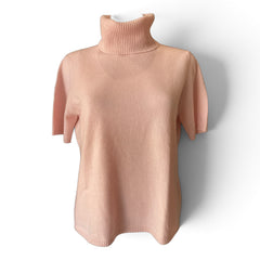Madeleine Cashmere Roll-Neck Short-Sleeve Jumper – Light Pink – Size 44–46