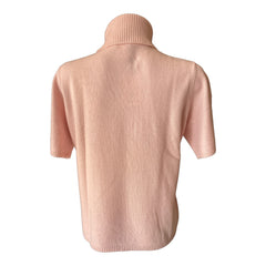 Madeleine Cashmere Roll-Neck Short-Sleeve Jumper – Light Pink – Size 44–46