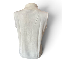 Madeleine Cotton Roll-Neck Sleeveless Jumper – Ecru