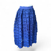 Maje Jardin Rosette Appliqué Midi Skirt Navy Blue – Size 38