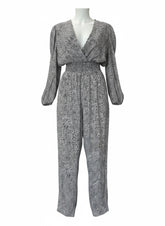 Maje Animal Print Long Sleeve Jumpsuit - Size 40