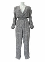 Maje Animal Print Long Sleeve Jumpsuit - Size 40