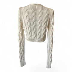 Max Mara Cable-Knit Cropped Sweater – Ivory – Medium