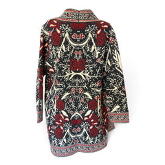 MaxSport Long Jacquard Knit Cardigan Coat – Red, Brown & Beige – Medium