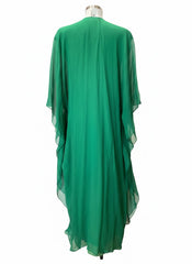 Melissa Odabash x Julien Macdonald Embellished Silk Kaftan – Emerald Green – One Size