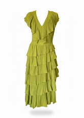 Milla Green Ruffle Tiered Midi Dress