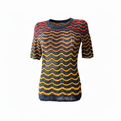 Missoni Chevron Knit Top Blue Red Yellow – Size 44