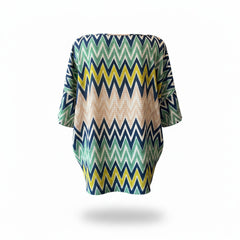 Missoni Signature Zigzag Blouse Green Blue Yellow – Size Medium