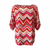 Missoni Signature Zigzag Blouse Pink Red Multicolor – Size Medium