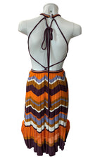 Missoni Cut-Out Knit Dress Orange Purple Zigzag Pattern Sleeveless - Size 42