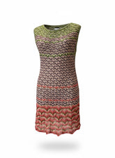 Missoni Multicolored Knit Sleeveless Dress – Iconic Zigzag Crochet Knit – Size IT 44