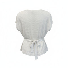 Missoni White Textured Knit Tie Waist Top - IT 46