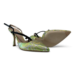 Miu Miu Metallic Brocade Slingback Pumps – Size 38