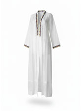 Mojo Embroidered White Open Kimono