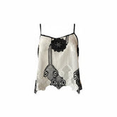 Nadia Rapti Black & White Embroidered Lace Top – Size M