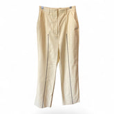 Nanushka Lucee Vegan Leather Straight-Leg Pants Cream Black – Small