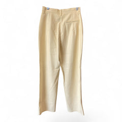 Nanushka Lucee Vegan Leather Straight-Leg Pants Cream Black – Small