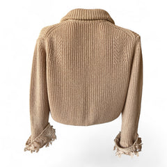 Nina Ricci Floral Appliqué Knit Cardigan – Beige – Medium