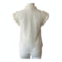 Nina Ricci White Lace Sleeveless Blouse – Size M