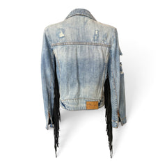 One Teaspoon Denim Jacket with Fringe – Blue & Black – Small