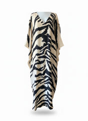 Oscar de la Renta Tiger-Print Silk Twill Kaftan - Size Large