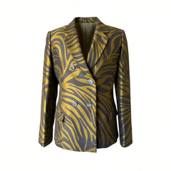 3.1 Phillip Lim Zebra-Print Blazer & Trouser Suit Set – Khaki & Black – Blazer 4 / Trousers 2