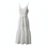 Paolita White Textured Midi Dress Belted, Size Large - New With Tags - Summer Resort