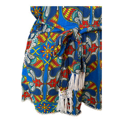 Paolita Blue & Red Printed Halterneck Romper – Bohemian Luxury Resortwear – Size Medium