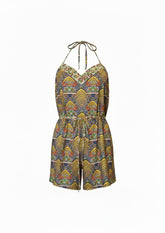 Paolita Yellow Bohemian Halterneck Romper – Luxury Resortwear Playsuit – Size Medium
