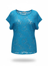 Paolita Turquoise Lace Sheer Top – Luxury Beachwear Cover-Up – Size No Tag