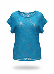 Paolita Turquoise Lace Sheer Top – Luxury Beachwear Cover-Up – Size No Tag