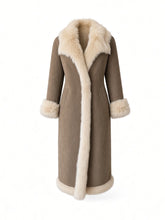 Pap Kik Beige Suede Leather Coat with Fur Trim – Size 3