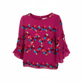 Peter Pilotto Pink Embroidered Crepe Peplum Top - New with Tag