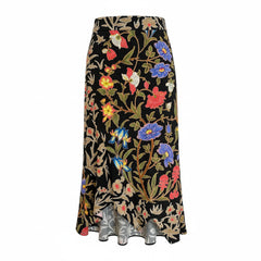 Peter Pilotto Black Asymmetric Floral Cloqué Skirt - Textured Designer Midi, Size 10