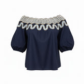 Peter Pilotto Navy Embroidered Cotton Top