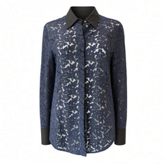 3.1 Phillip Lim Floral Lace Blouse – Navy Blue – Size 6
