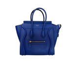 Celine Micro Luggage Blue Calfskin Leather Handbag – Designer Crossbody & Top Handle Bag
