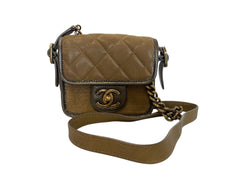 Chanel Beige/Gold Leather Shoulder Bag with Gold Hardware – Classic Designer Flap Bag with Dust Bag