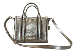 Marc Jacobs The Small Tote Bag Ασημί Μεταλλικό Δερμάτινο Crossbody