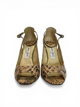 Γόβες Jimmy Choo Python Snakeskin Peep Toe Ankle Strap Neutral Exotic - Μέγεθος 39