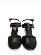Chanel Black Leather Chain Strap Sandals Minimalist Luxury - Size 38