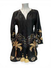 Lace Black and Gold Embroidered Tunic Dress Tassel Detail, New With Tags - Size S