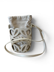 Loewe White Anagram Cut-Out Pocket Shoulder Bag with Dust Bag