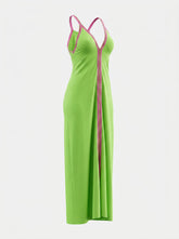 Pitusa Inca Sundress Neon Green with Pink Trim – Size Standard
