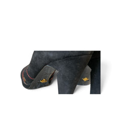 Prada Black Suede Peep-Toe Pumps with Red Trim – Size 38