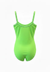 Prada Neon Green Logo Intarsia Tech-Jersey Bodysuit – Fall 2018 Runway Collection – Size IT 42