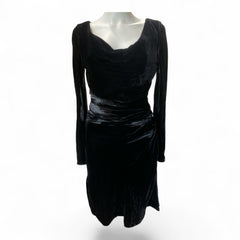 Prada Black Velvet Long-Sleeve Dress – Size 42