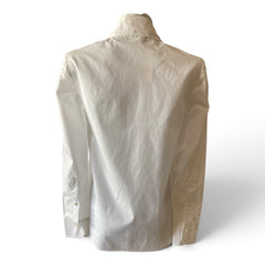 Prada Contrast-Ruffle Cotton Button-Down Shirt – White – Size 38